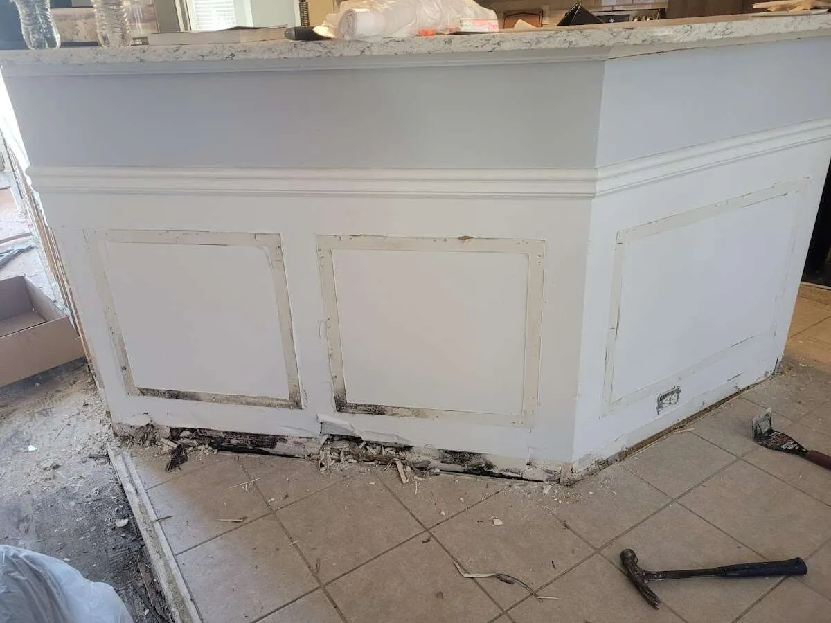 Water damage and mold on kitchen during Burst Pipe Cleanup in Jacksonville